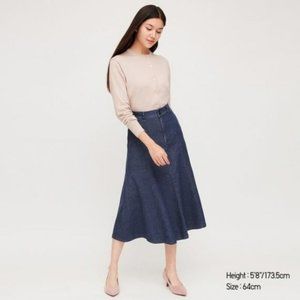 Uniqlo Cotton High Waist Mermaid Denim Skirt, Size 8